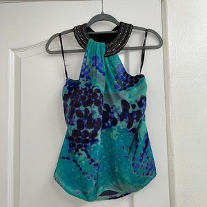 Bebe Halter Tank - Rhinestone & Silver Chain Embellished - S - Buy 2 Get 1 Free